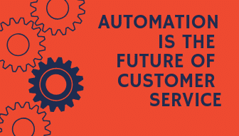 an orange background with gears and the words automation is the future of customer service