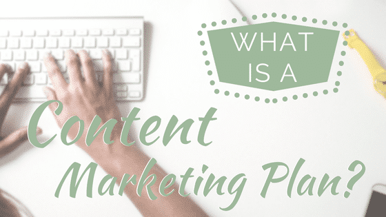 a person typing on a keyboard with the words content marketing plan
