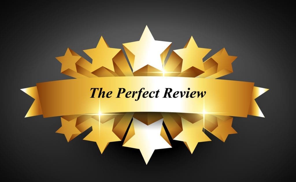 the perfect review badge with gold stars