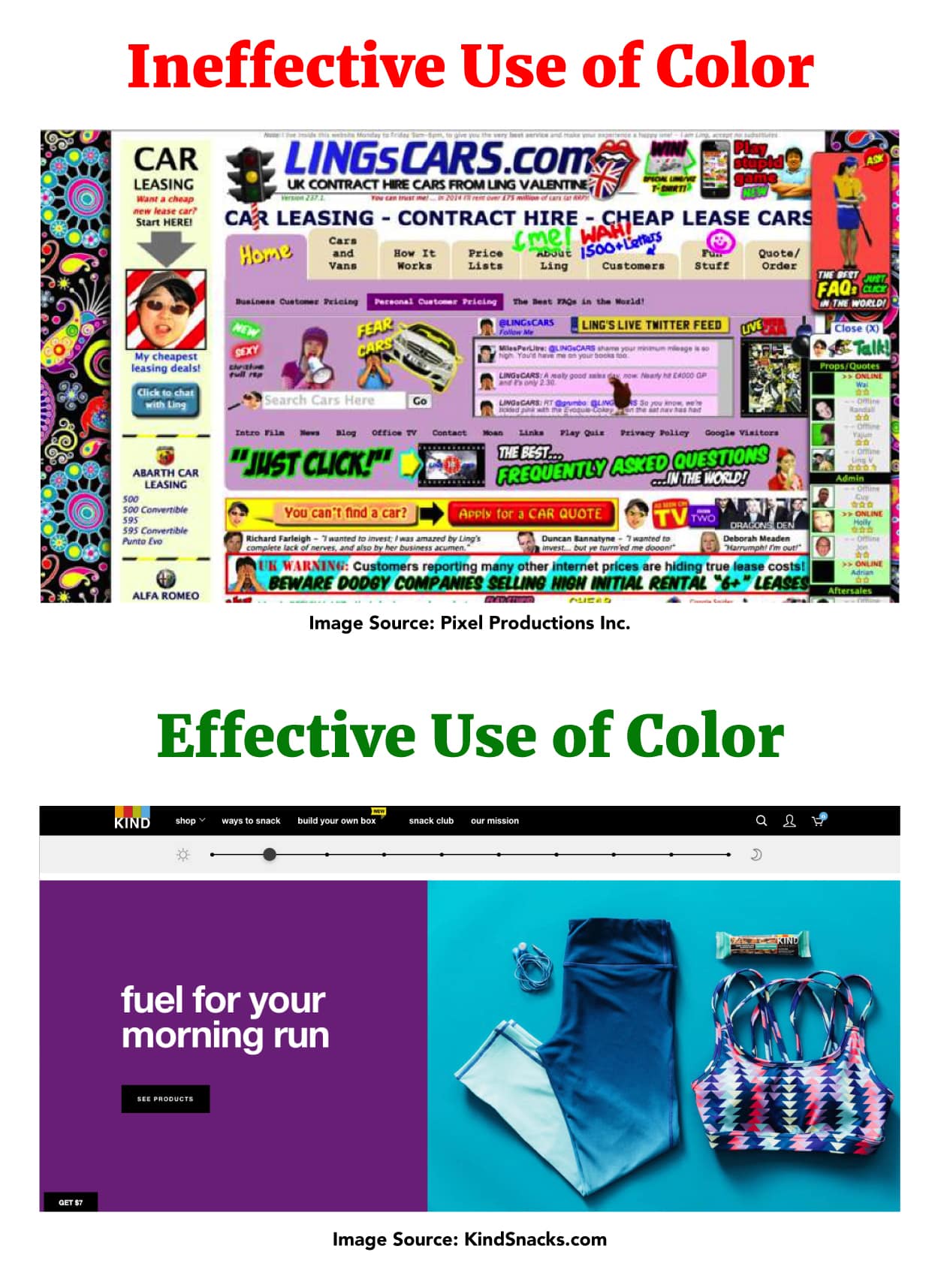Ineffective vs. Effective Use of Color