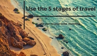 a beach with the words use the 5 stages of travel