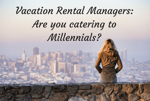 a woman sitting on top of a stone wall with the words vacation rental managers are you catering to mill