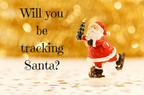 a santa clause figurine with the words will you be tracking santa?