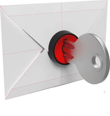 an envelope with a red light coming out of it