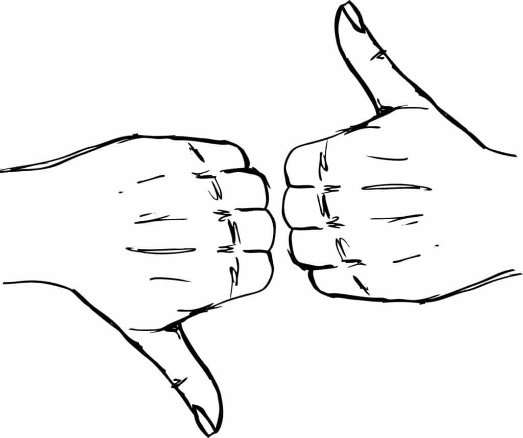 two hands giving thumbs up to each other