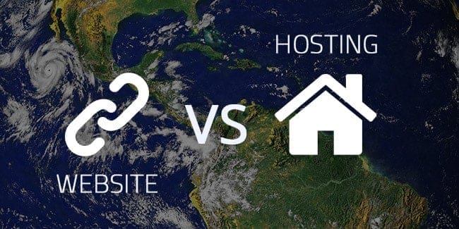 the earth with two different types of web hosting