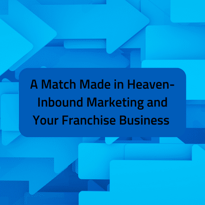 a blue background with the words, a match made in heaven inbound marketing and your franchise business