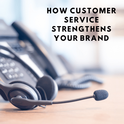 a phone and headset on a table with the words how customer service straightens your brand