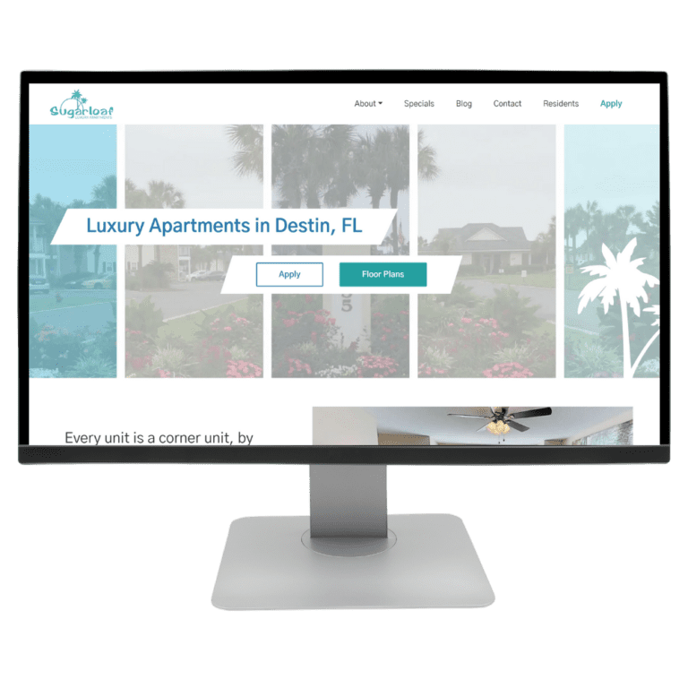 a computer screen displaying the luxury apartments in destin, fl